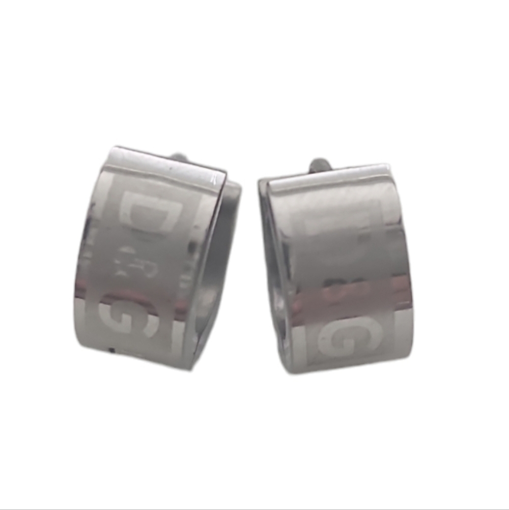 Dolce & Gabanna Hinged Snap Back Steel Earrings